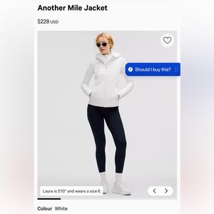 Lululemon Another Mile White Jacket size 2